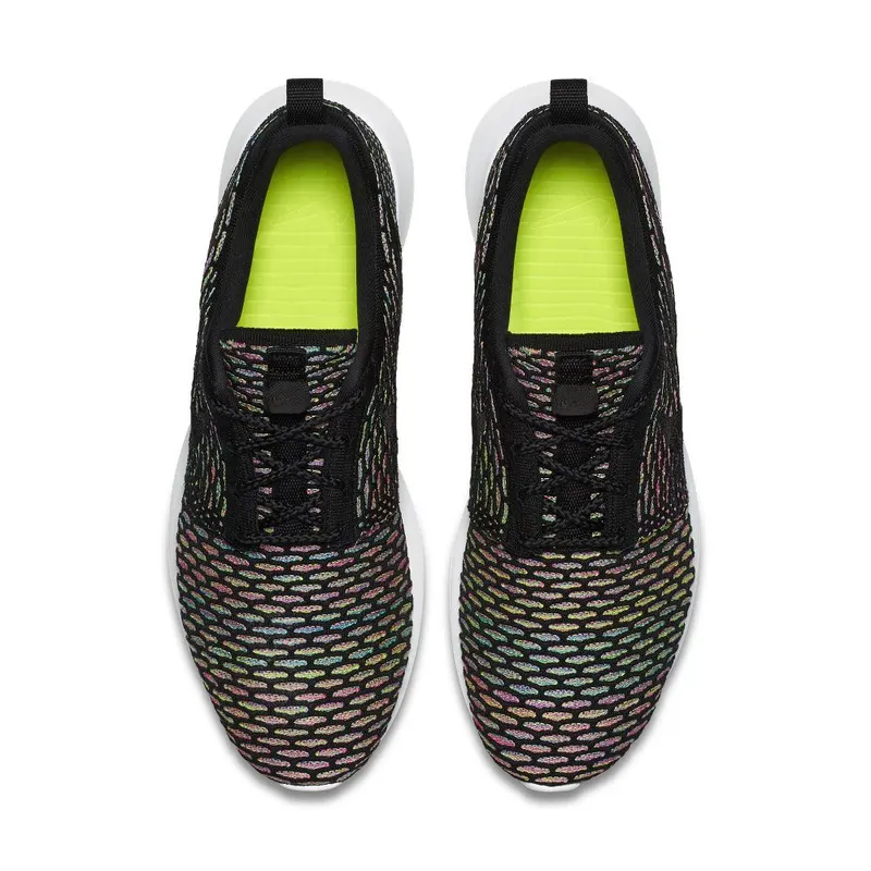 Nike Roshe Run Flyknit Multi-Color Black/Black-Pink Pow-Blue Glow (677243-013)