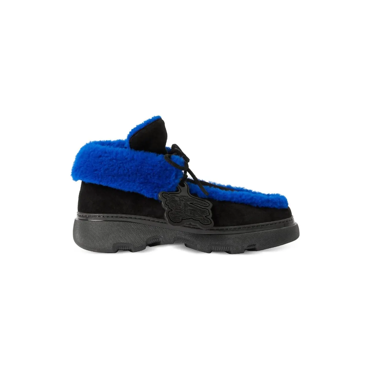 Burberry Shearling Embellished Suede Creeper Boot Black Blue (8077218)