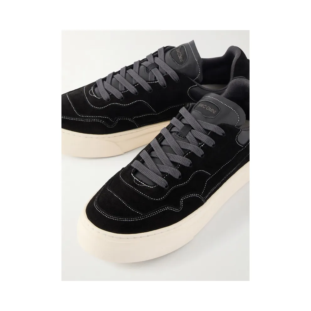 Omni Matta Leather-Trimmed Suede Black (OM06015)