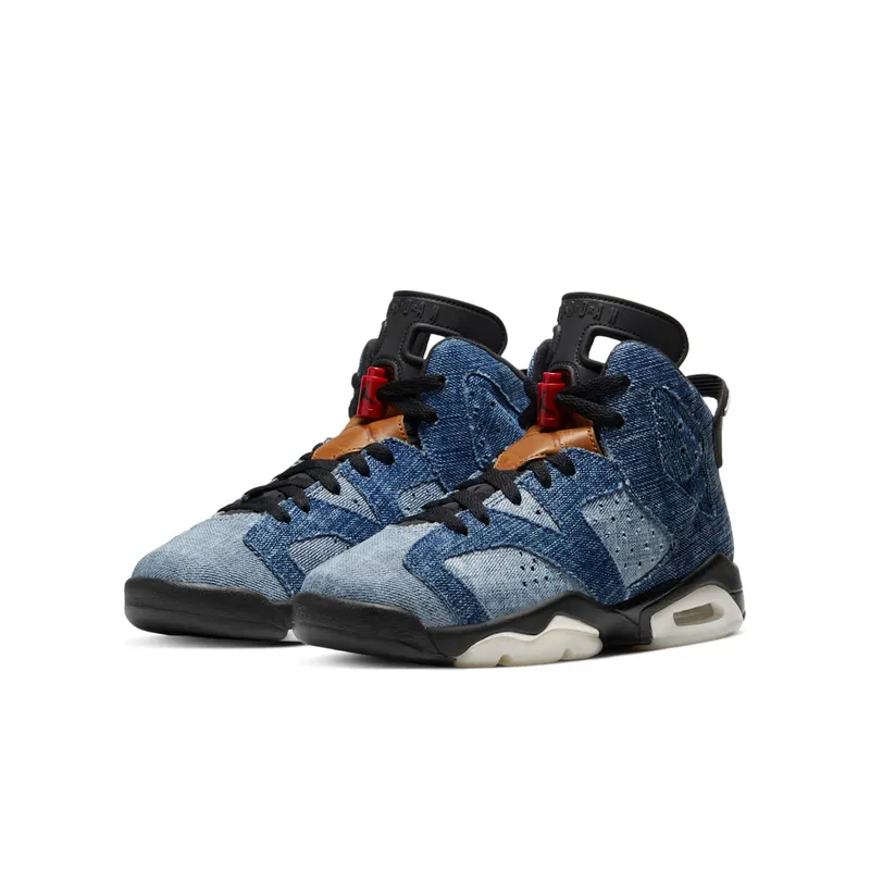 Jordan 6 Retro Washed Denim (GS) Washed Denim/Sail-Varsity Red-Black (CV5489-401)