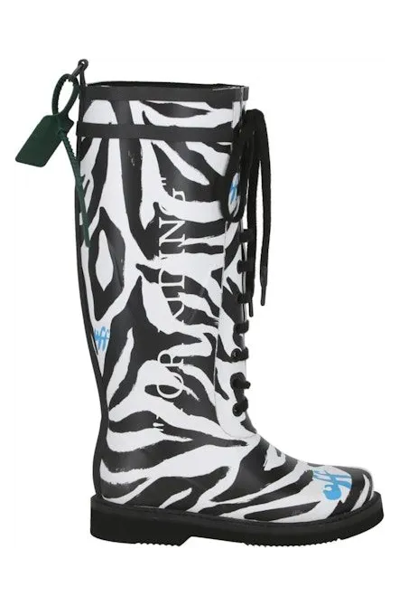 OFF-WHITE Zebra Print Rain Boot White Black (IE017S22 MAT00 10110)