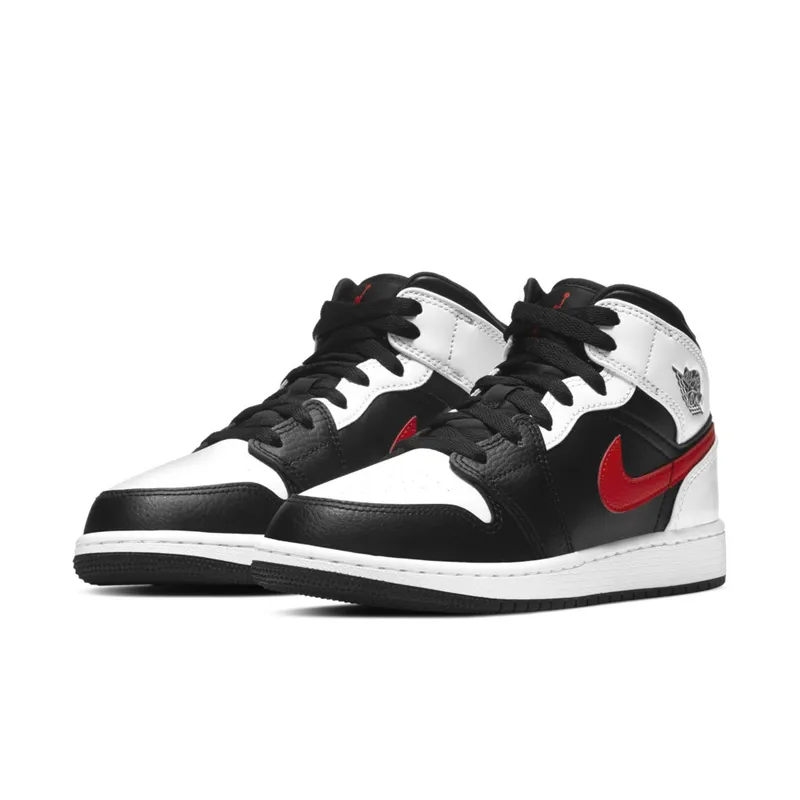 Jordan 1 Mid White Black Chile Red (GS) White/Black-Chile Red (554725-075)