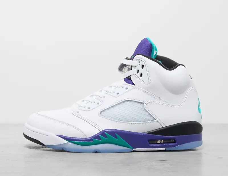 Jordan Air 5, White HQ7978-100 – “White / Grape Ice-new Emerald”