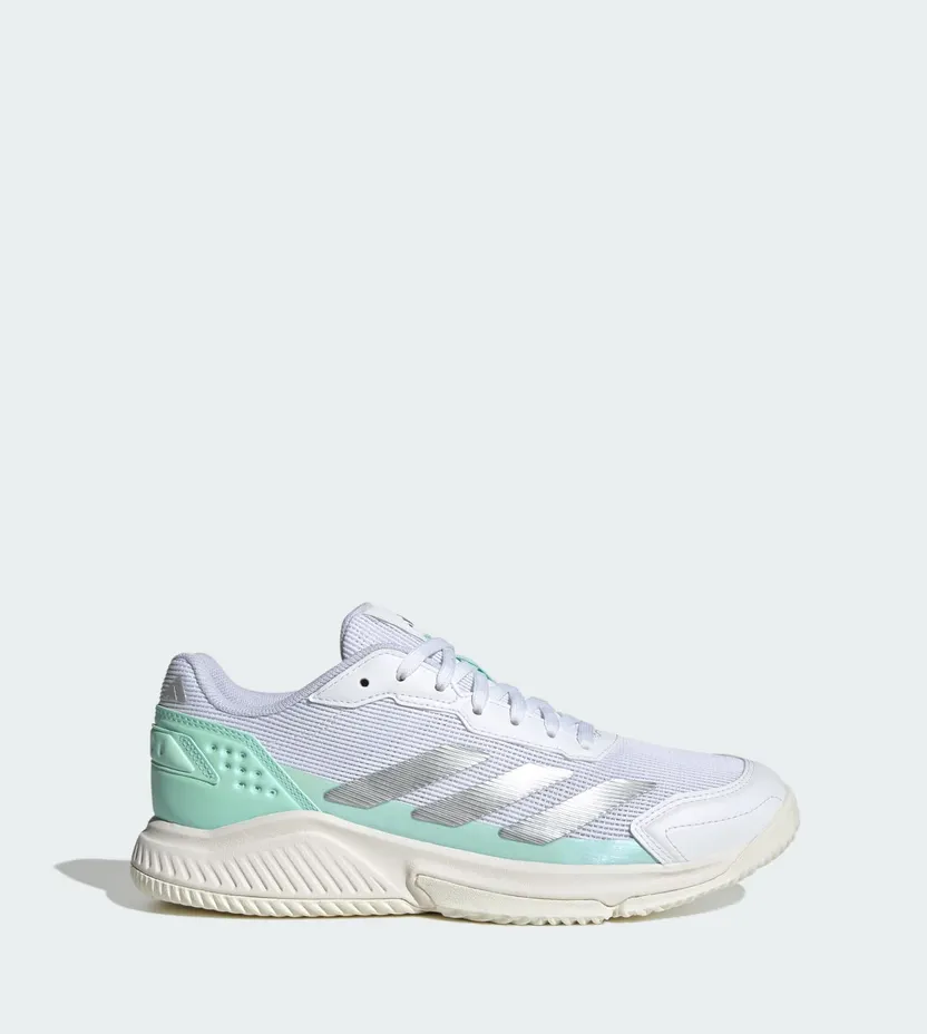 Adidas Courtquick Padelschoenen Cloud White / Silver Metallic / Clear Mint (KI3592)