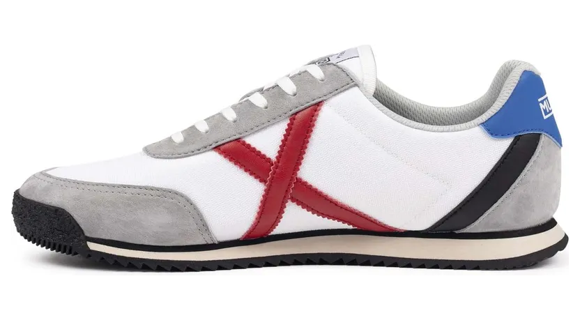 Munich sneaker Saffier / Kastanjebruin / Grijs / Rood / Wit (A09045)