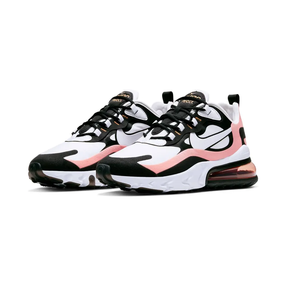 Nike Air Max 270 React Black White Bleached Coral (W) Black/White-Bleached Coral-Metallic Gold (AT6174-005)