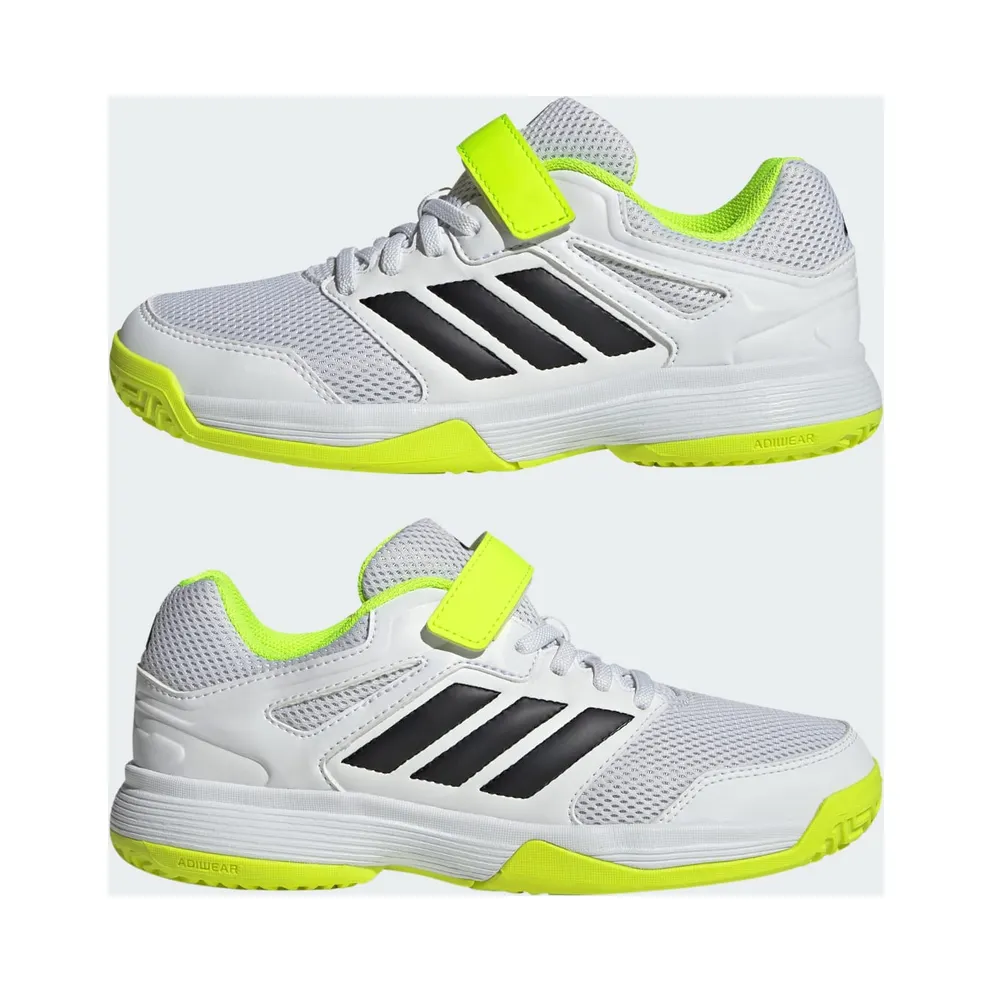 adidas Speedcourt Indoor Shoes Kids “Cloud White / Core Black / Lucid Lemon” (JR1680)
