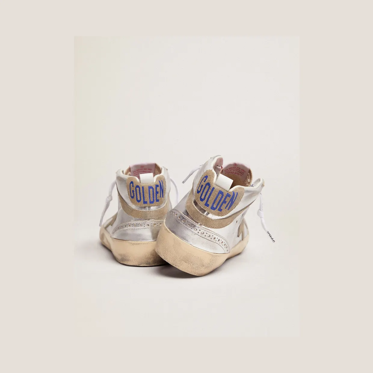 Golden Goose Mid Star In Silver Laminated Leather With Dove Gray Star (GWF00122.F002794.70216) (5)