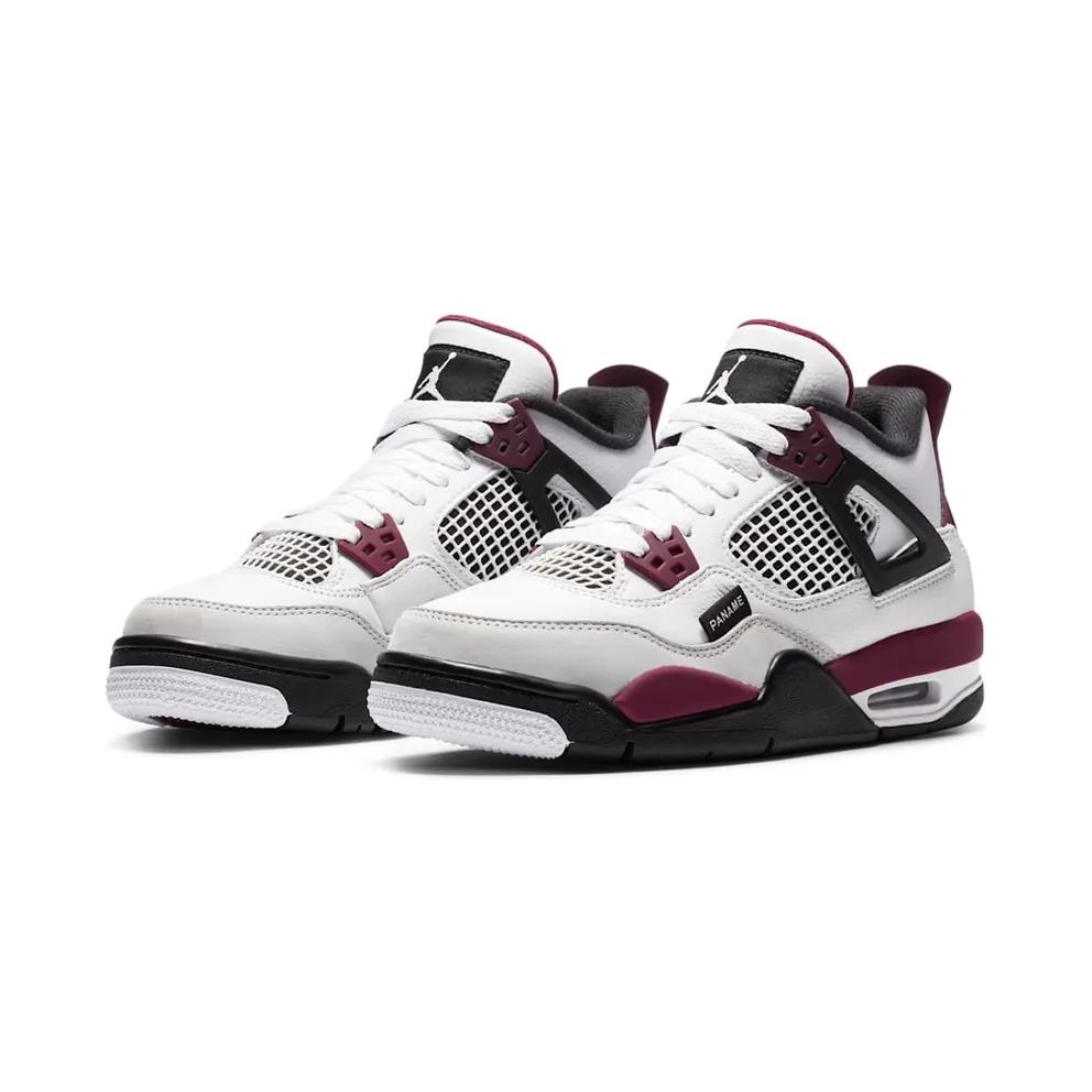 Jordan 4 Retro PSG Paris Saint-Germain (GS) White/Bordeaux-Neutral Grey-Black (CZ6509-100)