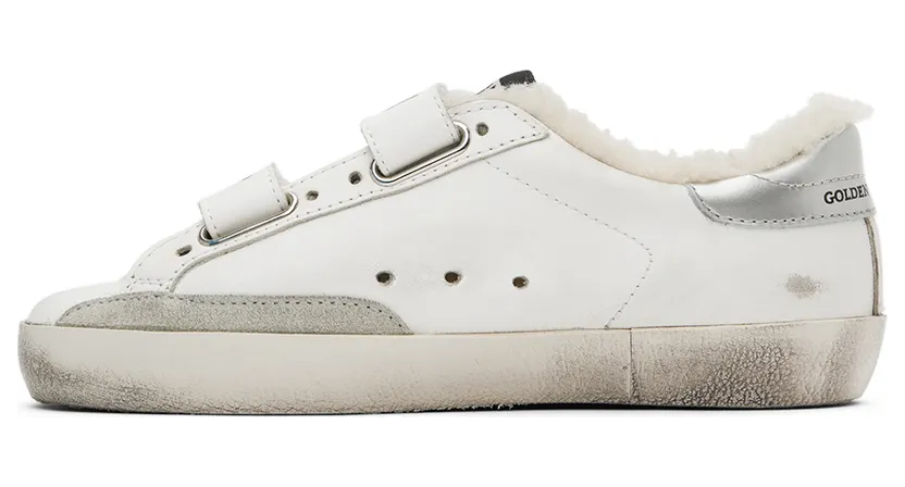 Golden Goose Kids White & Silver Leather Shearling Old School Sneakers (GYF00111.F002827.10975) (3)