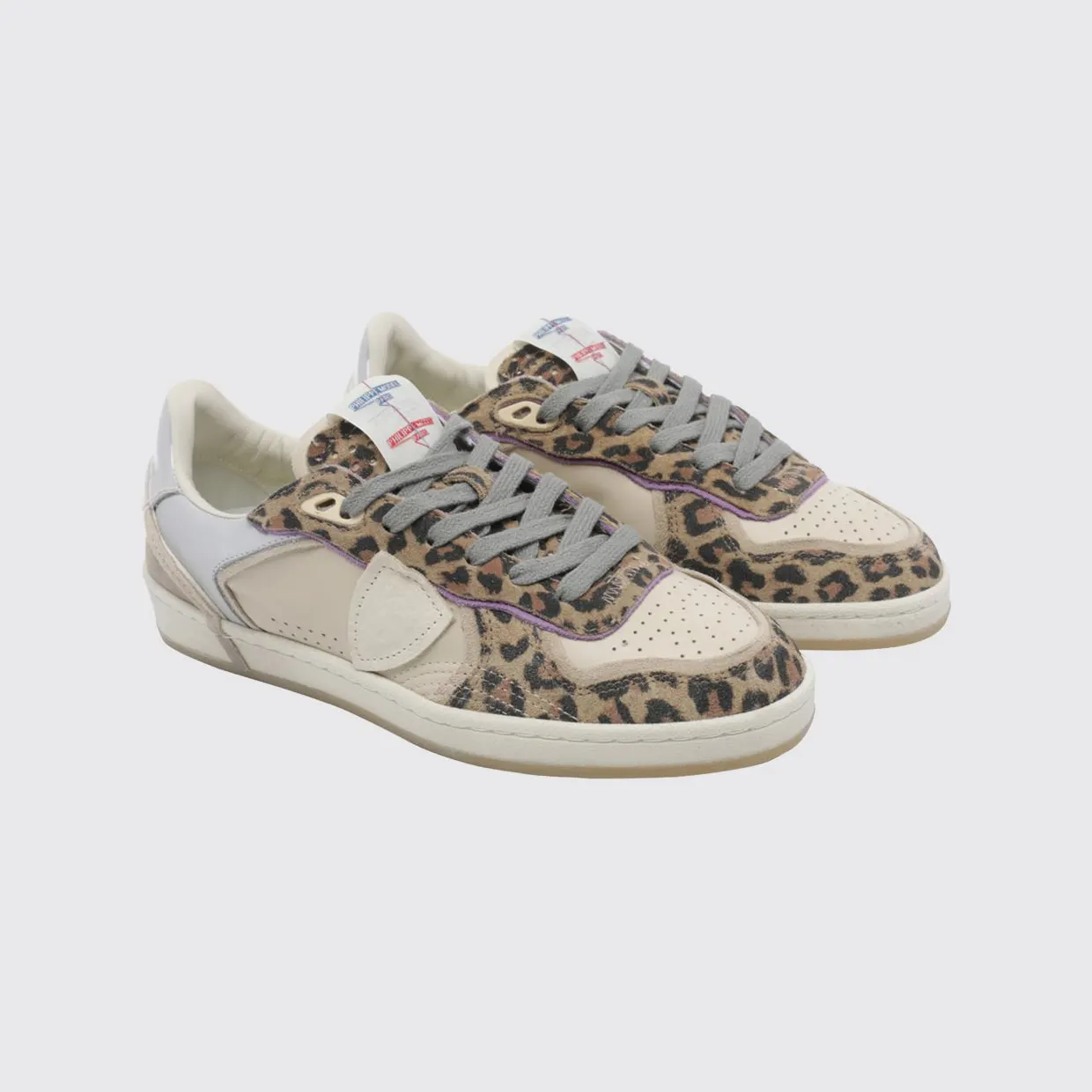 Philippe Model Pgal Suede Low-Top Sneakers with Animal Print Beige (PGLDAXE1)