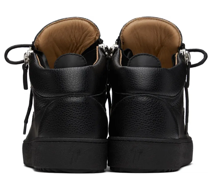 Giuseppe Zanotti Black Grained Kriss High-Top Sneakers (RU70009 77560) (2)