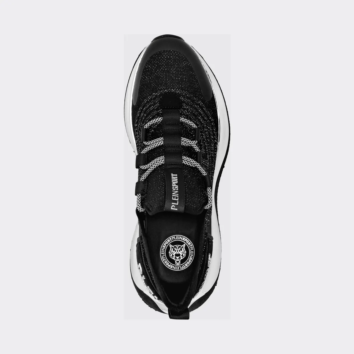 Plein Sport Runner Low-Top Sneakers in Viscose Jersey with Serrated Sole Black (SADSUSC0525STE003N02) (3)
