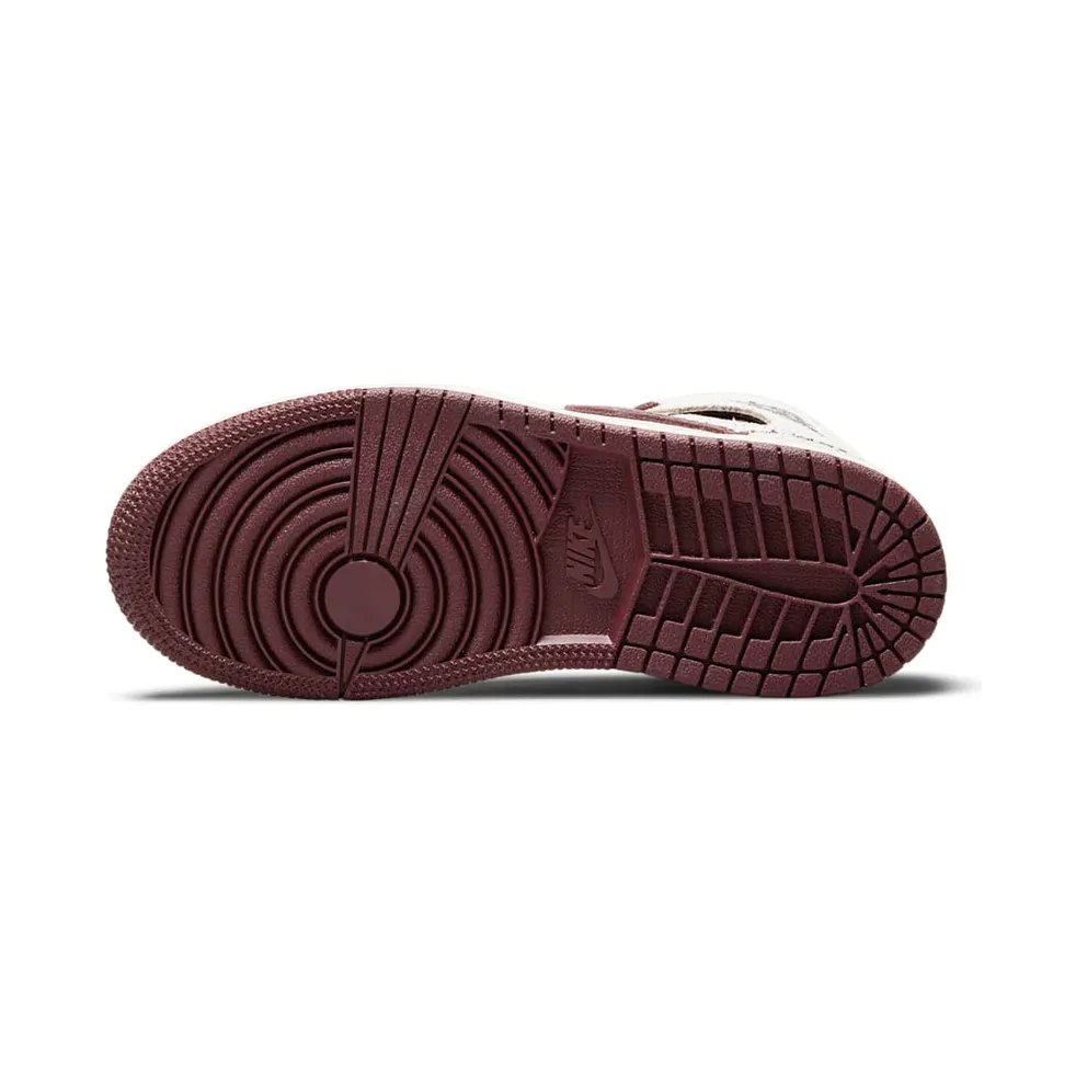 Air Jordan x Ma Maniere 1 High OG (PS) – “Sail / Burgundy Crush” (DO7099-100)