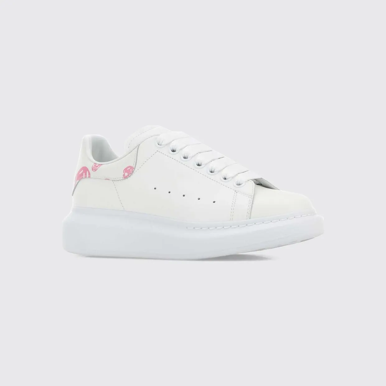 Mcqueen Oversize Sneakers in Calf Leather with Skull Print and Chunky Sole White (553770WIAKB9052)