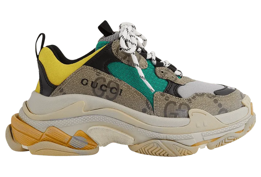 Gucci x Balenciaga The Hacker Project Triple S Beige Green Yellow (W) (677193UMO2 09766)