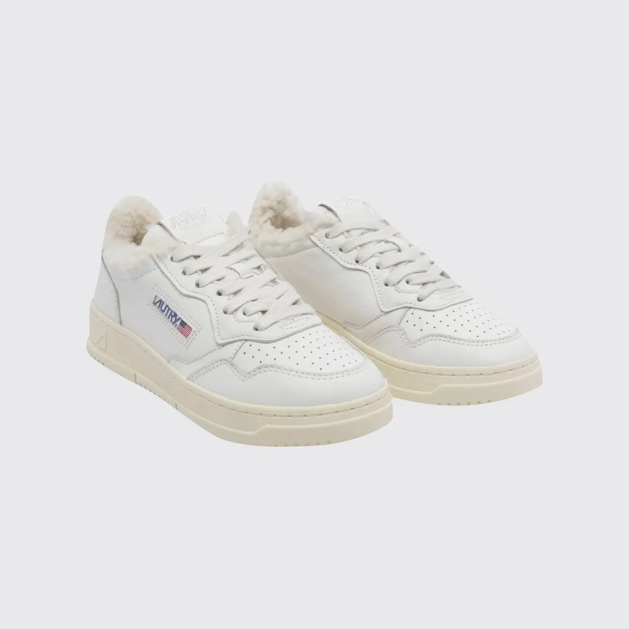 Autry Medalist Low Sneakers in Leather with Animalier Pony Hair Inserts White (AULWSR01)