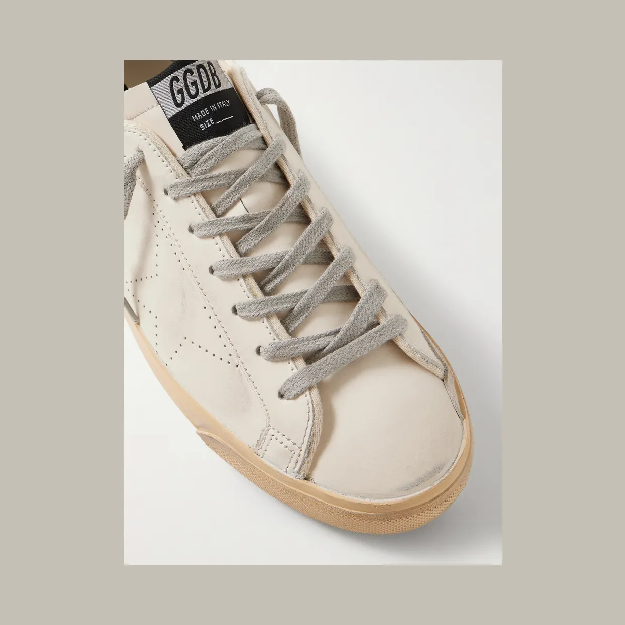 Golden Goose Superstar Suede-Trimmed Distressed Leather Sneakers White (GMF00105.F007530) (5)