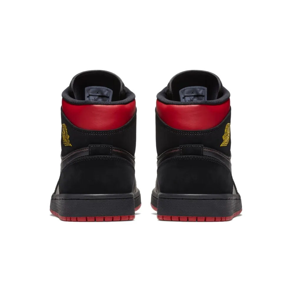Jordan 1 Mid Last Shot Black/Tour Yellow-Gym Red (554724-076)