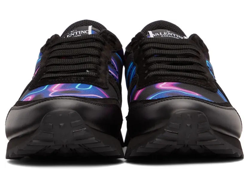 Valentino Garavani Black Neon Camo Rockrunner Sneakers (XY2S0723KHJ) (2)