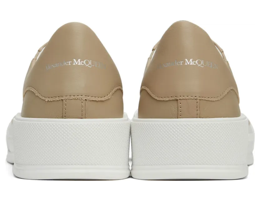 Alexander McQueen Beige Leather Colored Stripe Sneakers (667817WIB63) (4)