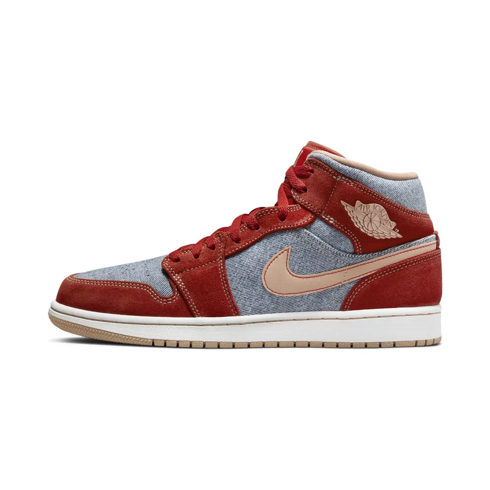Jordan 1 Mid Denim – “Cinnabar / Hemp / White” (DM4352-600)