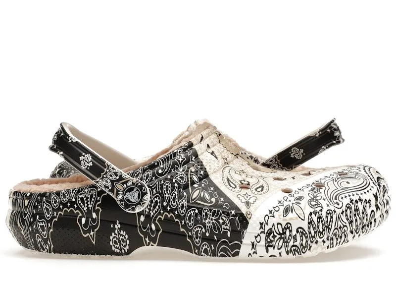 Crocs Classic Fleece Lined Clog Bandana Black White Chai (208061-2ZM)