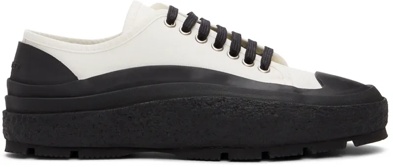 Jil Sander White & Black Canvas Low-Top (JI37520A_15600)