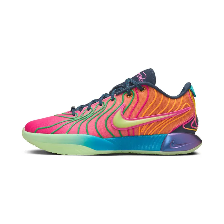 Nike LeBron 21 Optimism “Photo Blue / Vapour Green / Laser Orange / Laser Fuchsia” (HF5353-400)