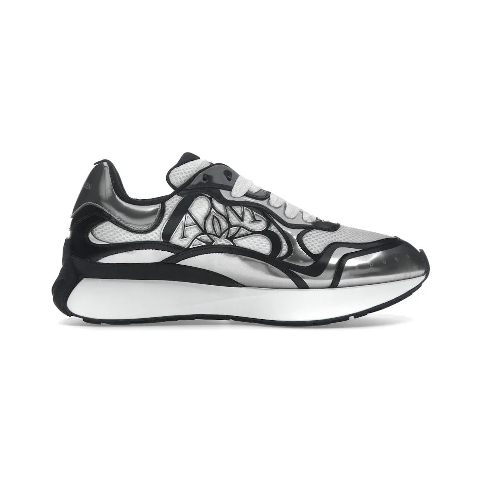 Alexander McQueen Sprint Runner Black White Silver-Tone Seal (750328W4WN18839)