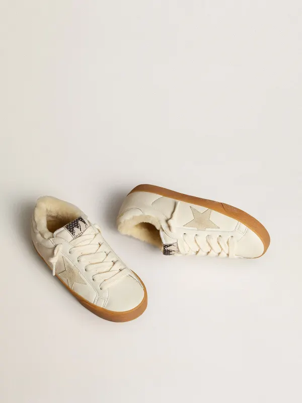 Golden Goose Super-Star In White Nappa With Suede Star And Shearling Lining (GWF00828.F006572.10100) (2)