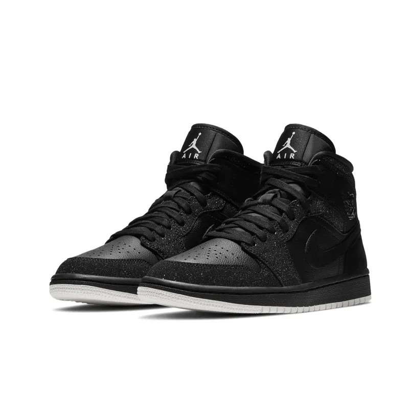 Air Jordan Nike AJ I 1 WMNS Mid Glitter Black (BQ6472-001)