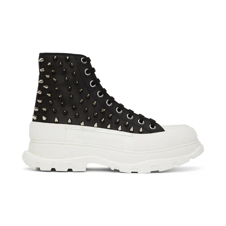 Alexander McQueen Black Leather Tread Slick Sneakers (705809WHZ63)