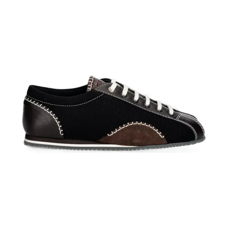 Wales Bonner Paris met contrasterende stiksels en leren vlakken “Black” (WBW46040A23072999)