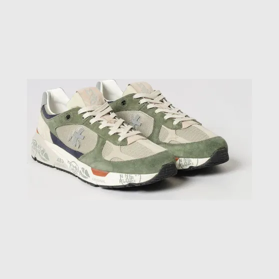 Premiata Mase Suede and Canvas Sneakers Military (MASE258015)