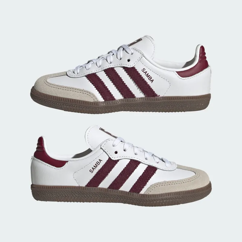 Adidas SAMBA OG Shoes Cloud White / Maroon / Gum (KZ8682)