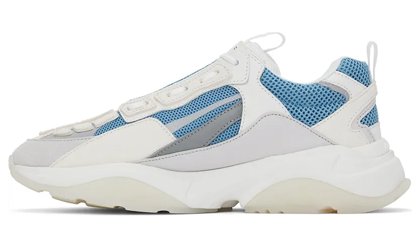 AMIRI White & Blue Nubuck Bone Runner Sneakers (SS22MFS001) (3)