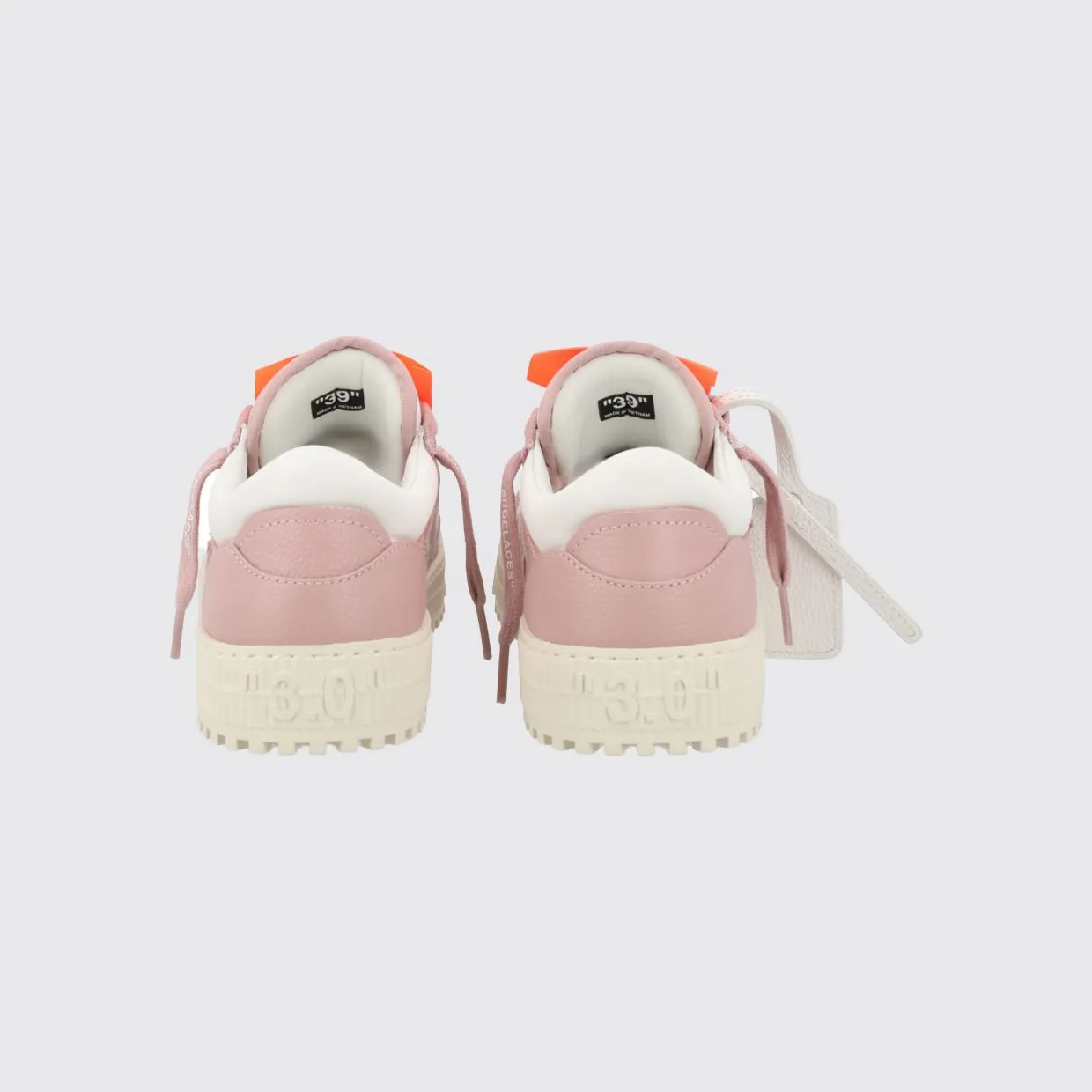 Off-White 3.0 Court Low-Top Trainers in Leather and Canvas with Tag Pink (W28ES6L001013B) (2)