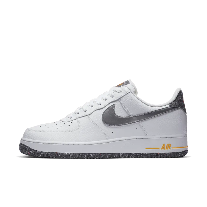 Nike Air Force 1 Crater Grind White White/Metallic Silver-Light Smoke Grey-Laser Orange (DA4676-100)