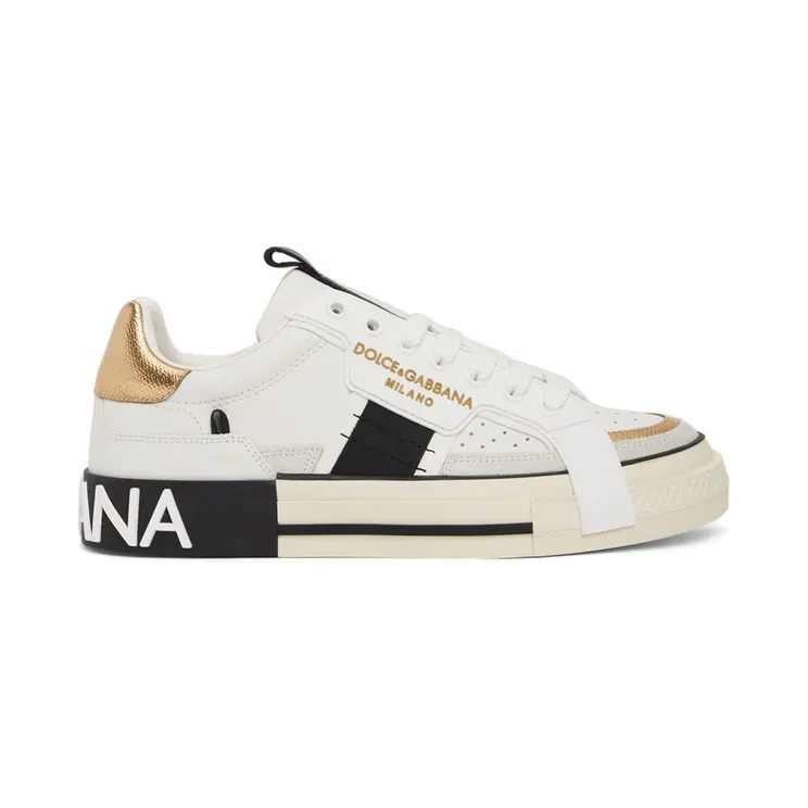 Dolce & Gabbana White & Black Contrasting 2.Zero Sneakers (CS1863 AO222)