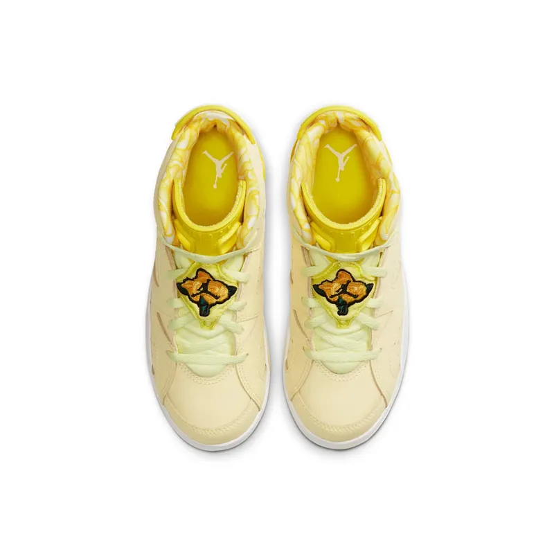 Jordan 6 Retro Dynamic Yellow Floral (PS) Citron Tint/Dynamic Yellow-Black-White (543389-800)