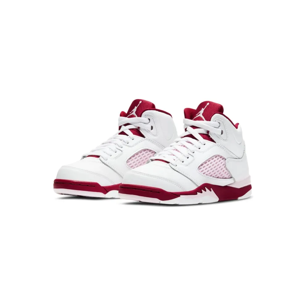 Jordan 5 Retro White Pink Red (PS) White/Pink Foam-Gym Red (440893-106)