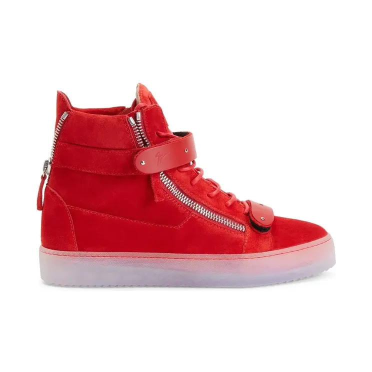 Giuseppe Zanotti Coby fluwelen mid-top met dubbele bandjes “Red” (RM30024001)
