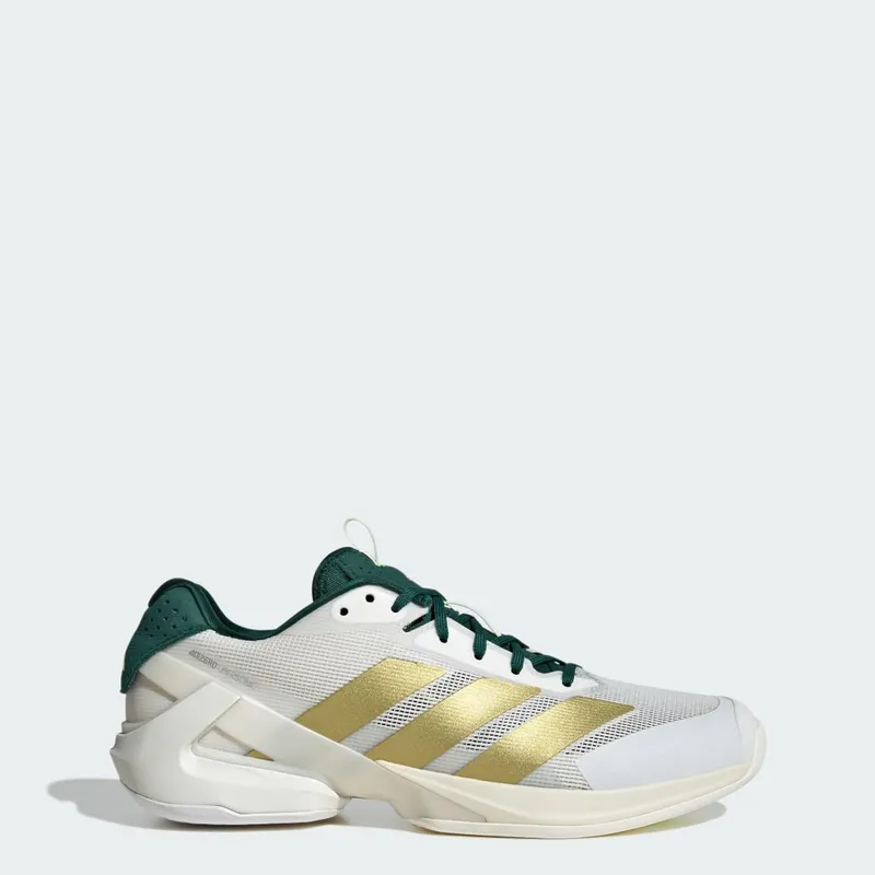 Adidas Adizero Ubersonic 5 Tennis Shoes Core White / Gold Metallic / Collegiate Green (IH3087)