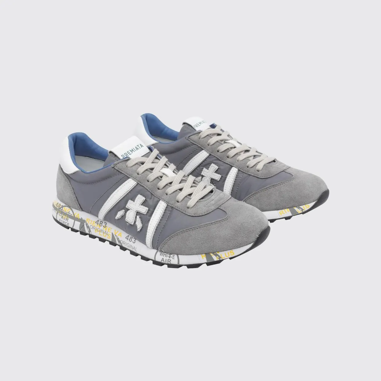 Premiata Lucy Suede And Perforated Fabric Sneakers Grey (LUCYD7526)