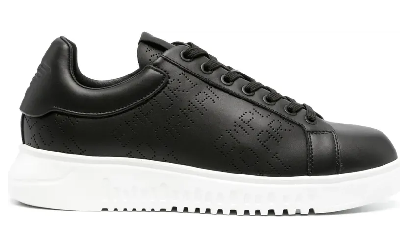 Emporio Armani Sneakers mit perforiertem Logo – Schwarz (X4X635XN889)