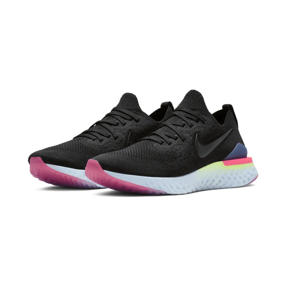 Nike Epic React Flyknit 2 Black Sapphire Hyper Pink Black/Black-Sapphire-Lime Blast-Hyper Pink-Blue Tint (BQ8928-003)