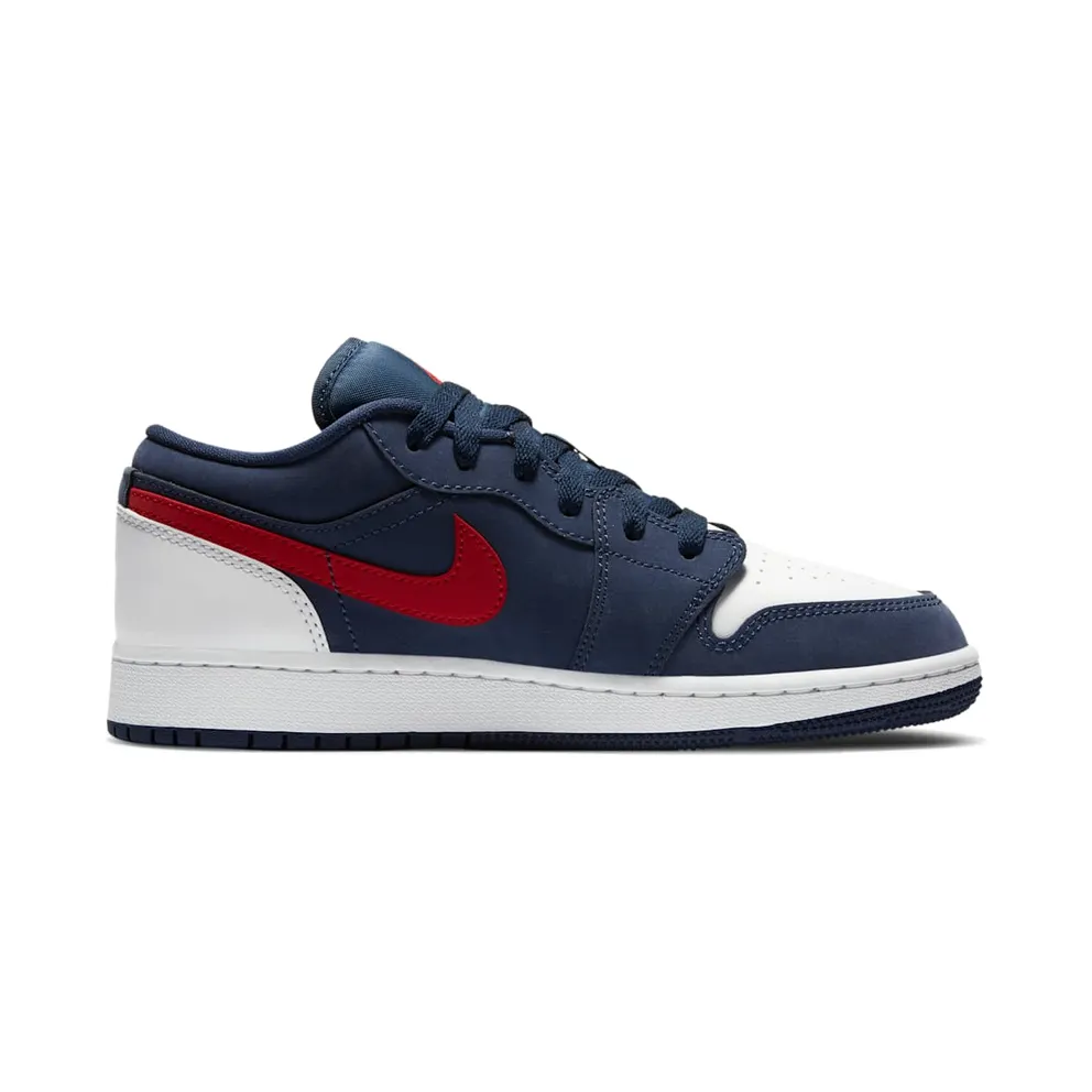 Jordan 1 Low USA (GS) Midnight Navy/White-University Red (CV9844-400)