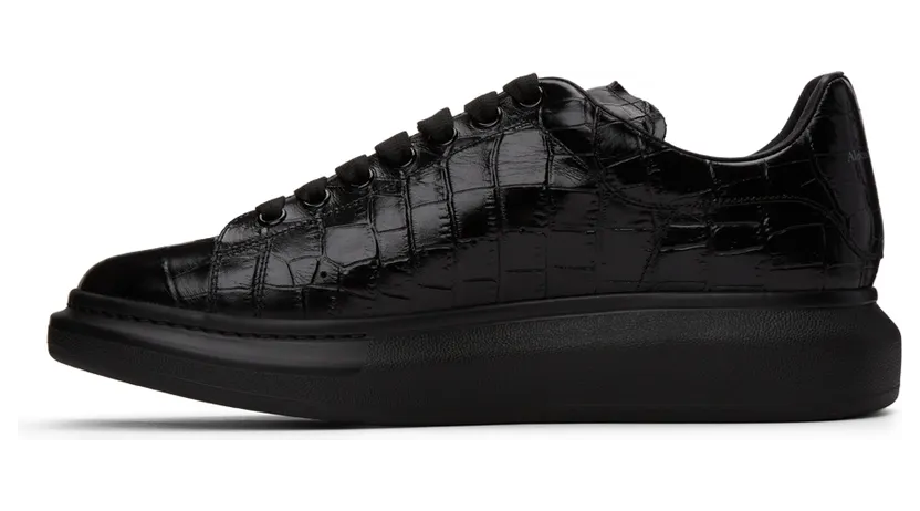 Alexander McQueen Black Croc Oversized Sneakers (553680WIAY0) (3)