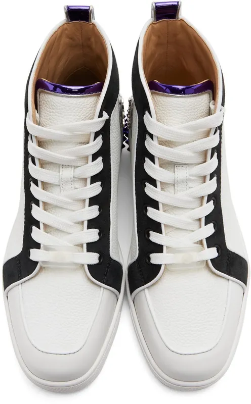 Christian Louboutin White & Black Rantus Spikes Sneakers (1220369)